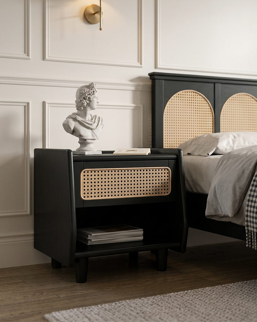 Rosemary Double Bed / King Size / Super King Size, Black Wood With Rattan 产品图 18