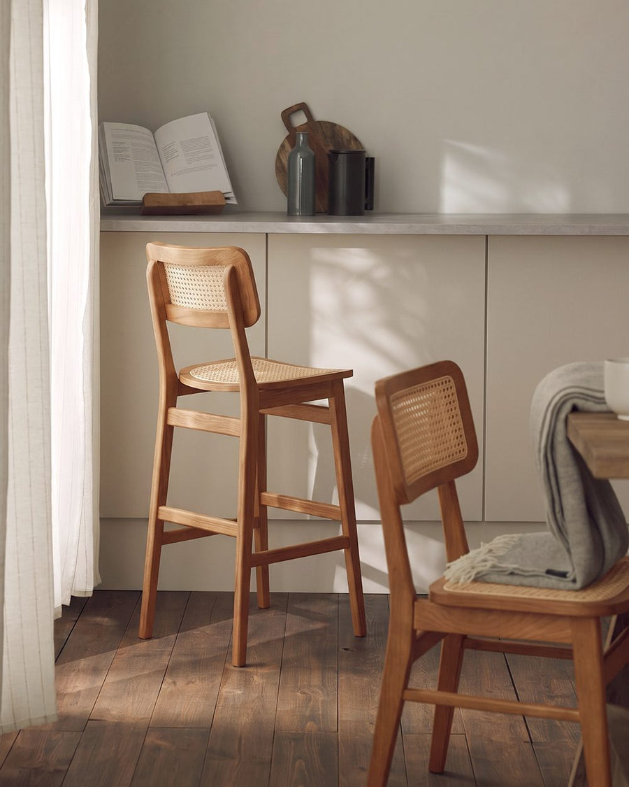 Anya Bar Stool, Rattan & Solid Wood 产品图 7
