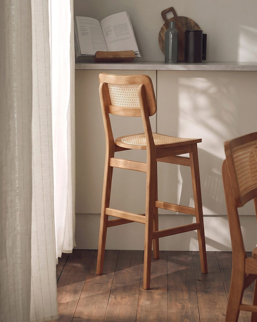 Anya Bar Stool, Rattan & Solid Wood 产品图 8