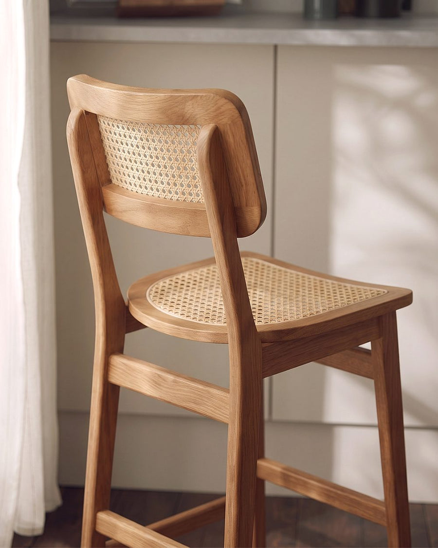 Anya Bar Stool, Rattan & Solid Wood 产品图 12
