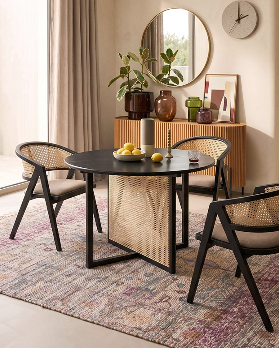 Hannah Round Dining Table, Black, Rattan 产品图 10