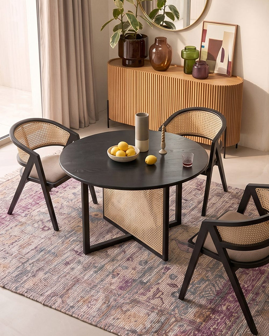 Hannah Round Dining Table, Black, Rattan 产品图 11