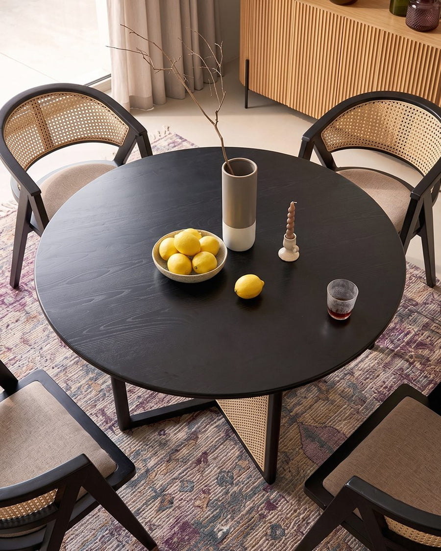 Hannah Round Dining Table, Black, Rattan 产品图 12