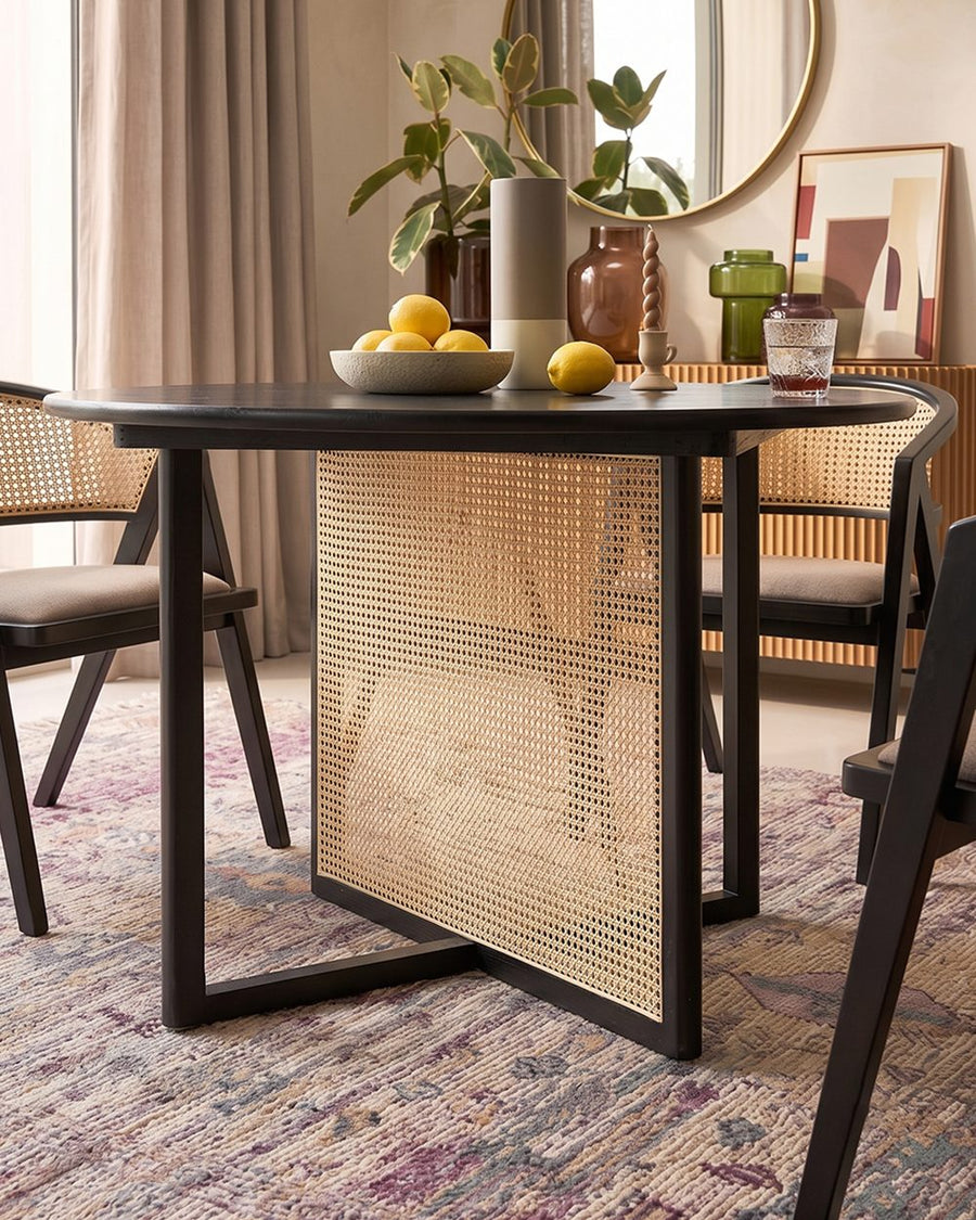Hannah Round Dining Table, Black, Rattan 产品图 13