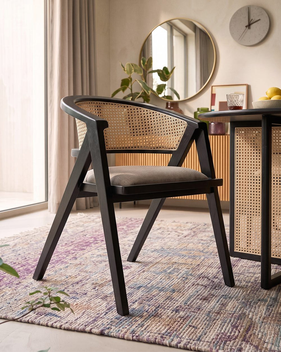 Hannah Round Dining Table, Black, Rattan 产品图 14