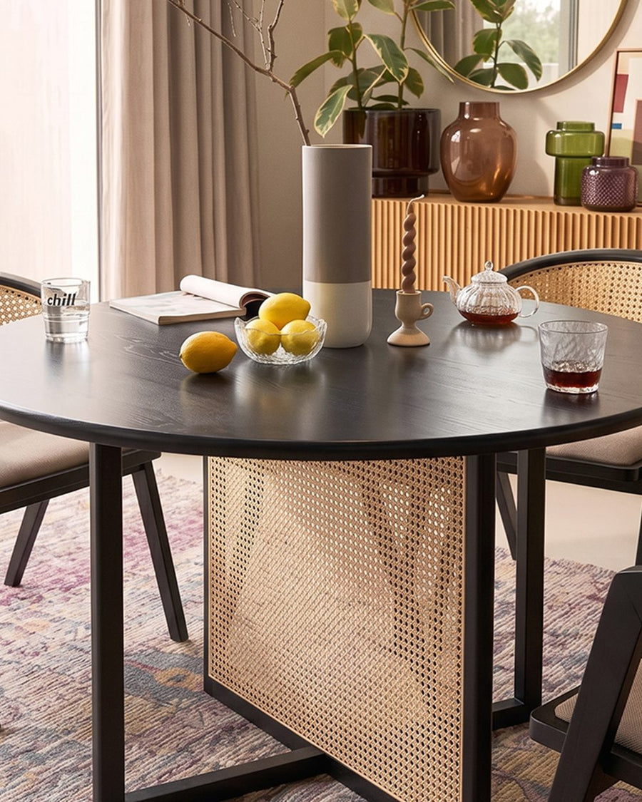 Hannah Round Dining Table, Black, Rattan 产品图 15