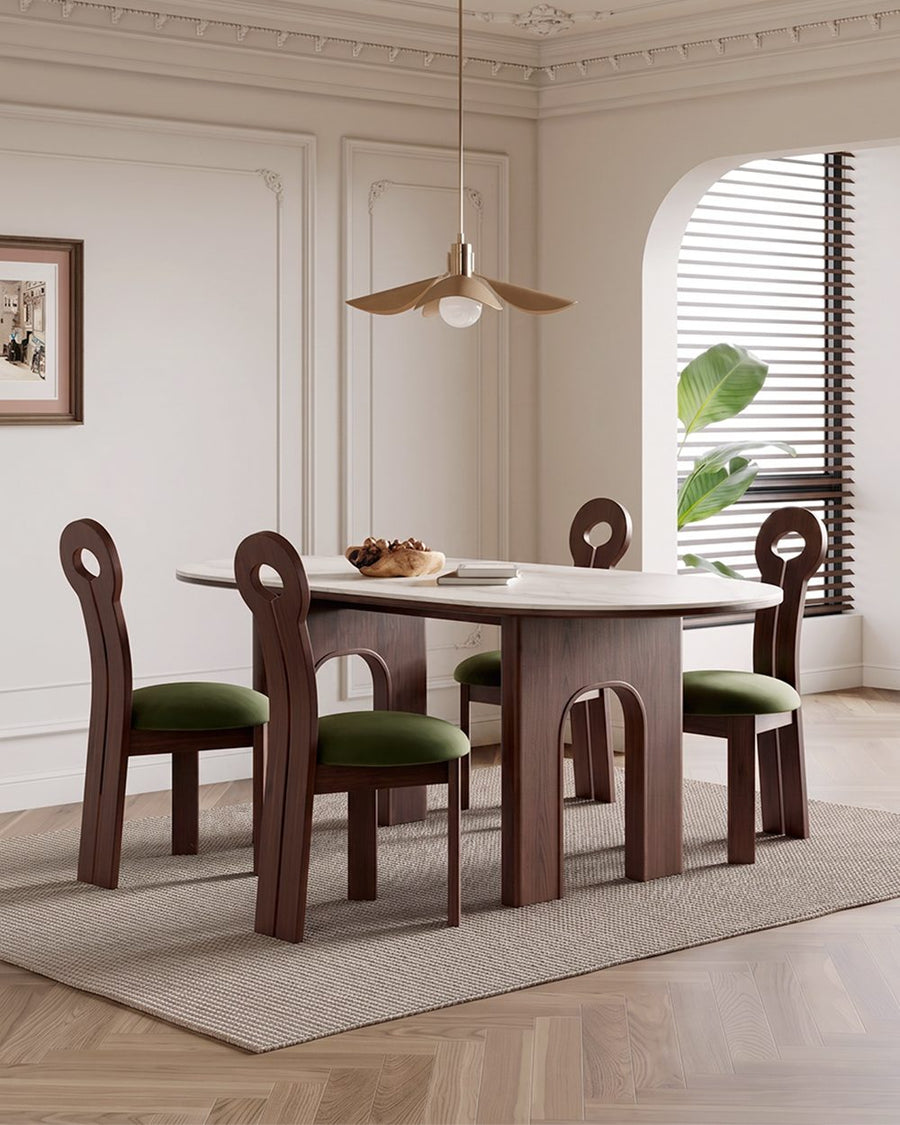 Stephanie Dining Table Set, Dark Oak & Cream 产品图 10