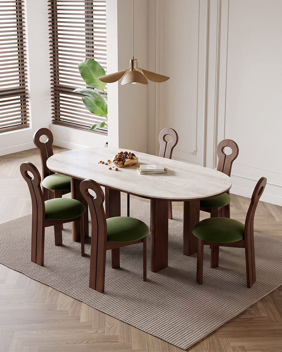 Stephanie Dining Table Set, Dark Oak & Cream 产品图 11