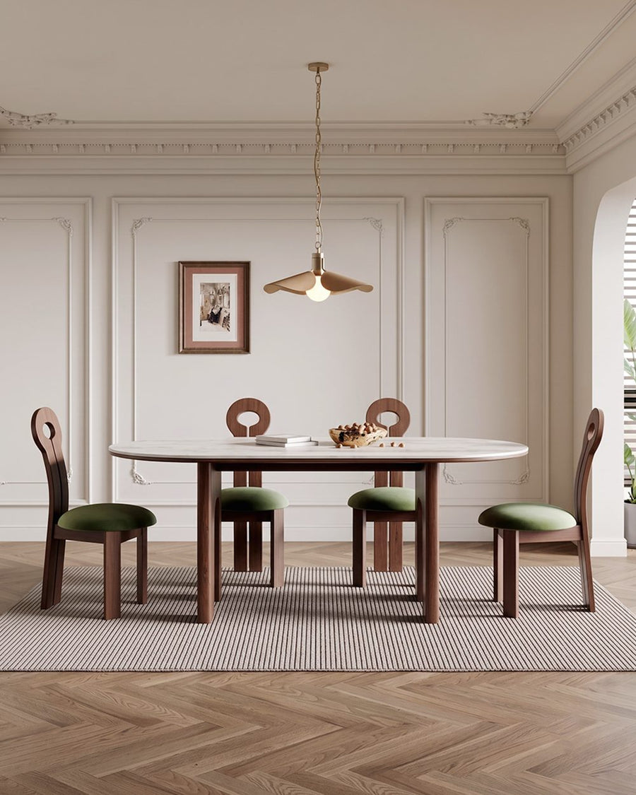 Stephanie Dining Table Set, Dark Oak & Cream 产品图 12