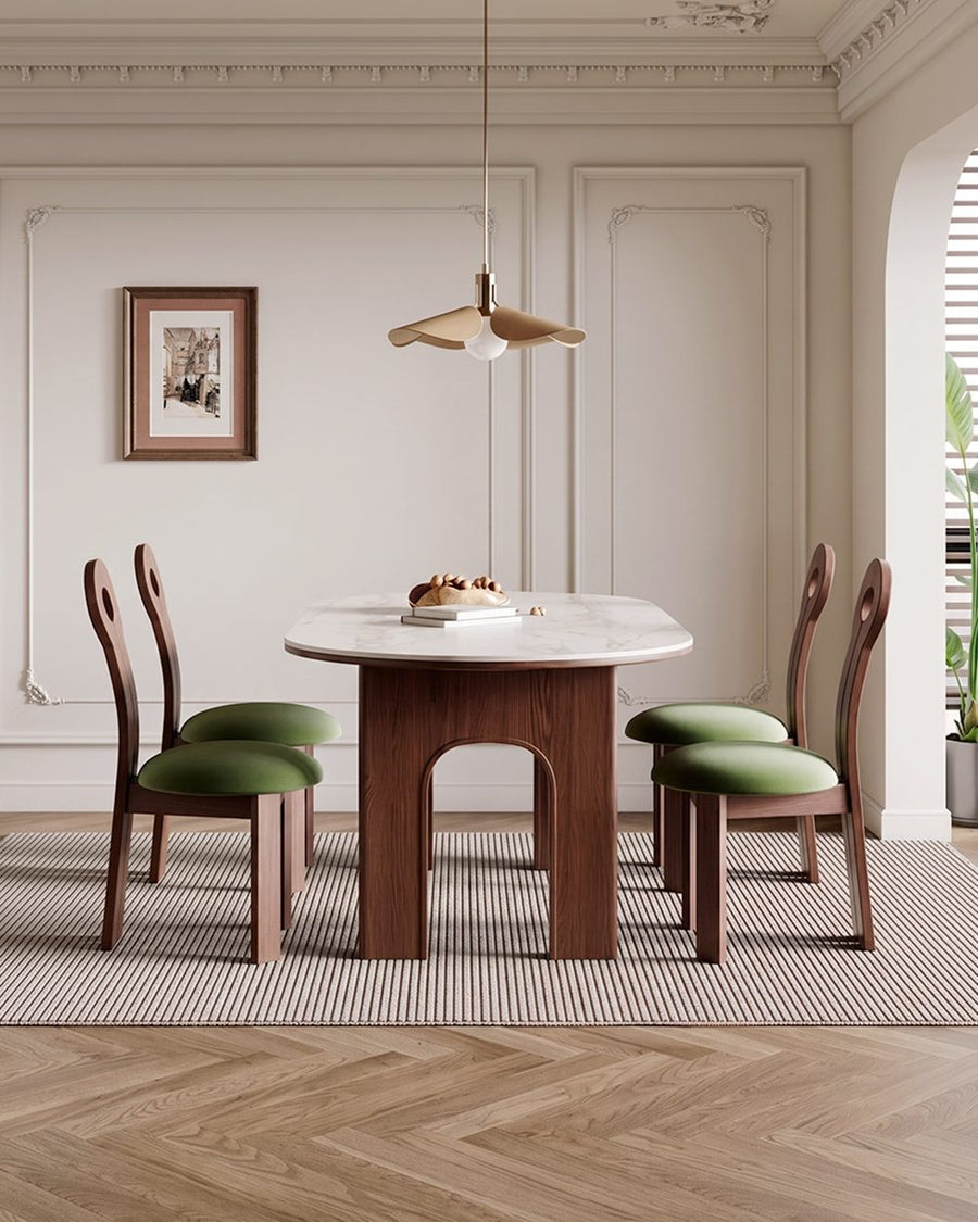 Stephanie Dining Table Set, Dark Oak & Cream 产品图 13