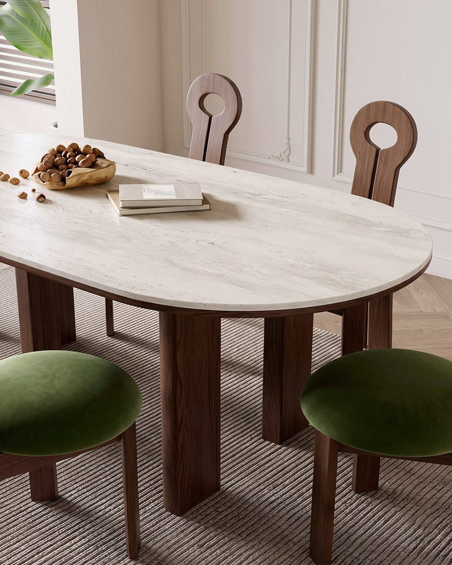 Stephanie Dining Table Set, Dark Oak & Cream 产品图 14