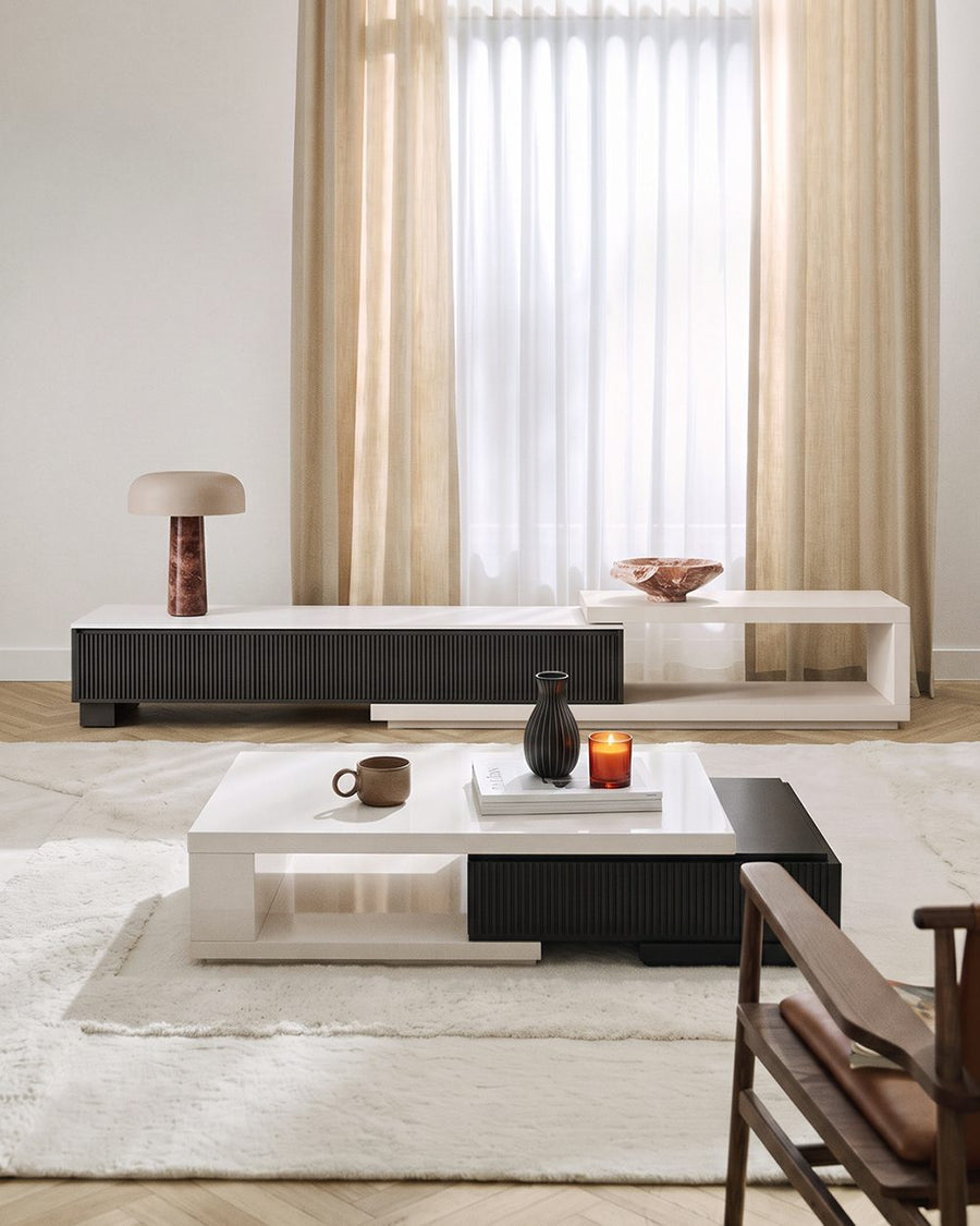 Bonnie TV Stand Set With Coffee Table, Black & White 产品图 8