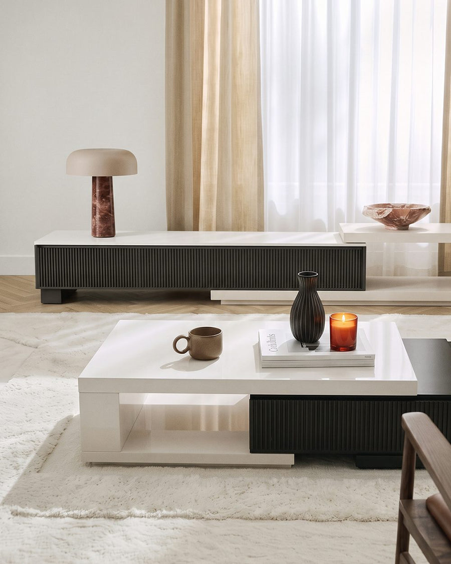 Bonnie TV Stand Set With Coffee Table, Black & White 产品图 14