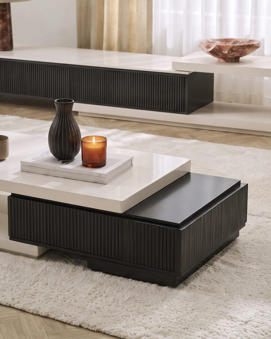 Bonnie TV Stand Set With Coffee Table, Black & White 产品图 15