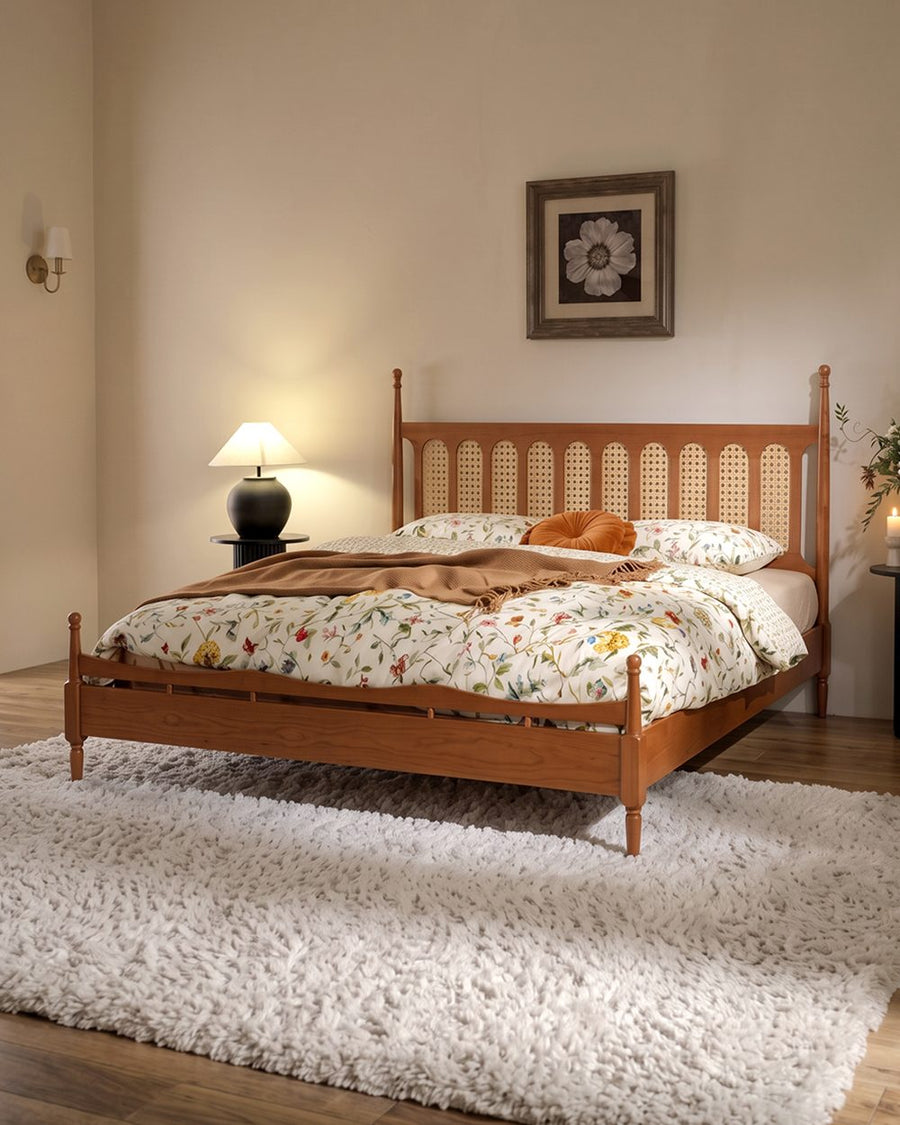 Flora King Size Bed, Cherry Wood 产品图 7