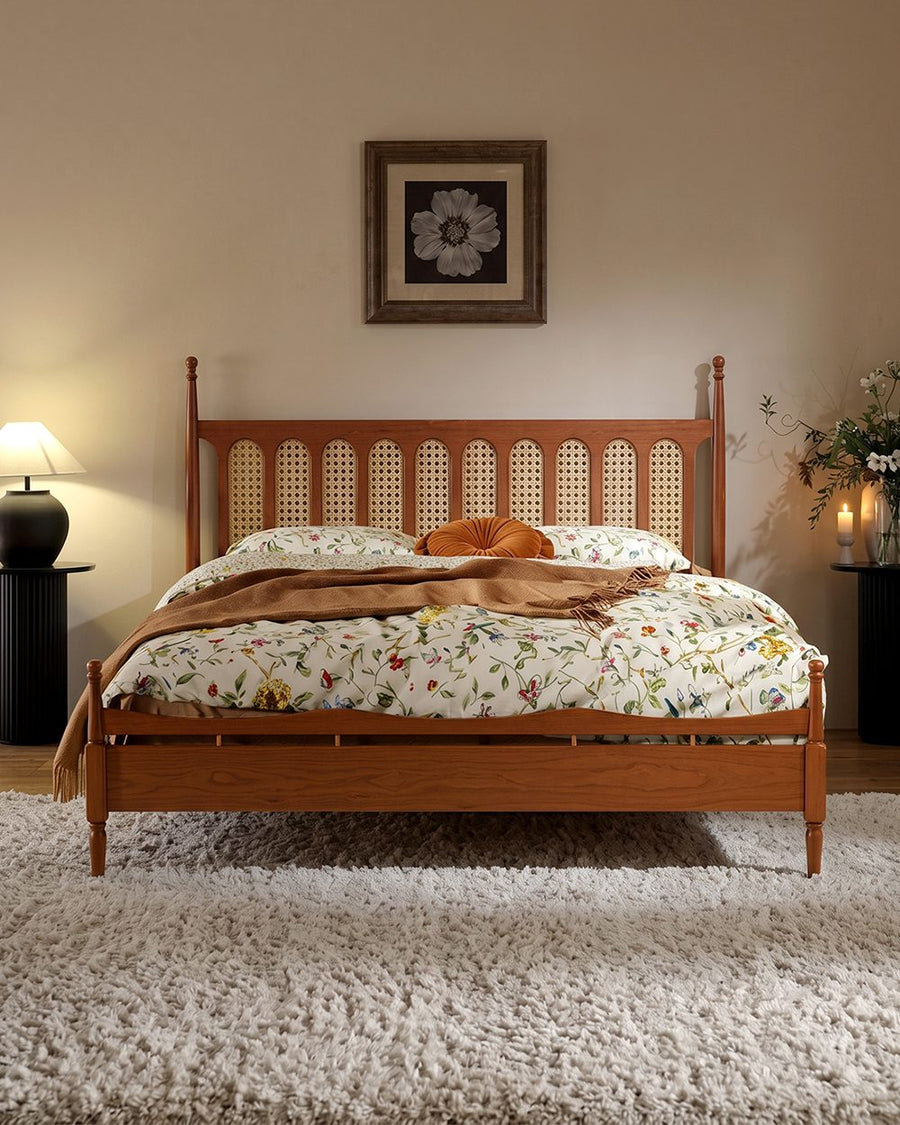 Flora King Size Bed, Cherry Wood 产品图 8