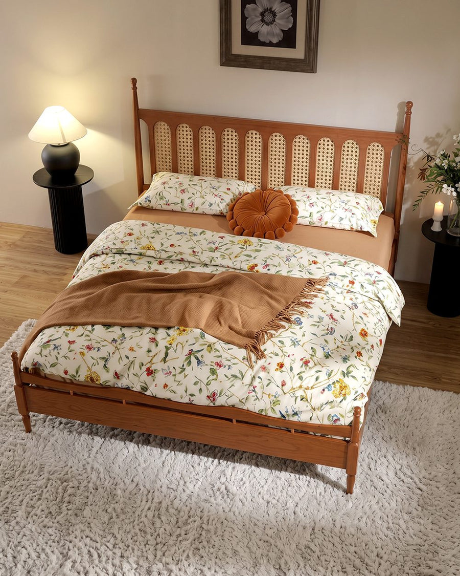 Flora King Size Bed, Cherry Wood 产品图 9