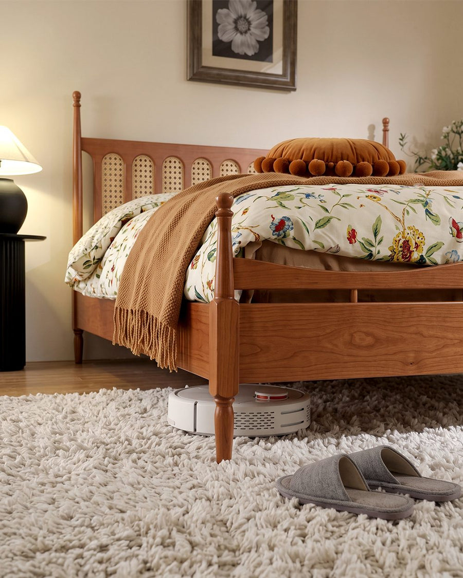 Flora King Size Bed, Cherry Wood 产品图 11