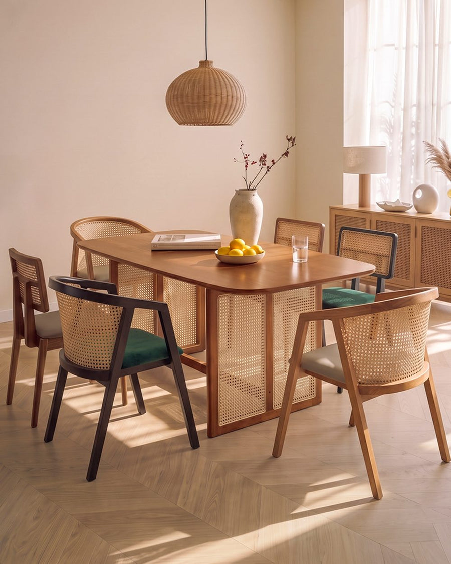 Waldron Rattan Dining Table Set, Solid Wood & Rattan 产品图 11