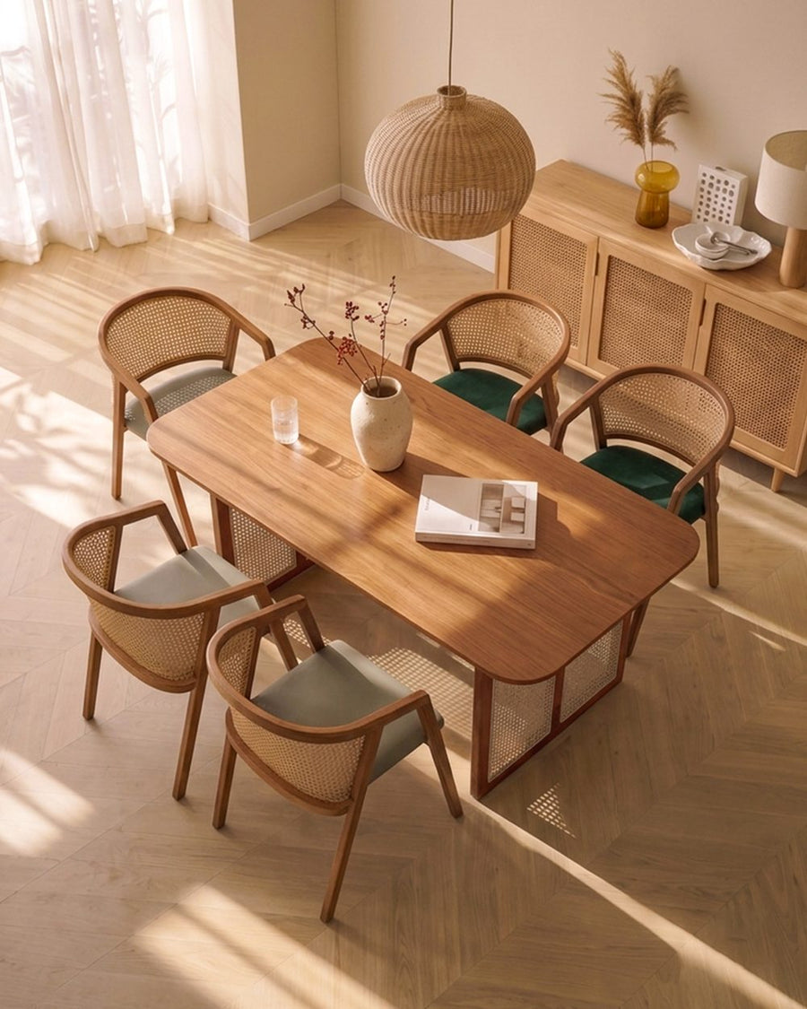Waldron Rattan Dining Table Set, Solid Wood & Rattan 产品图 13
