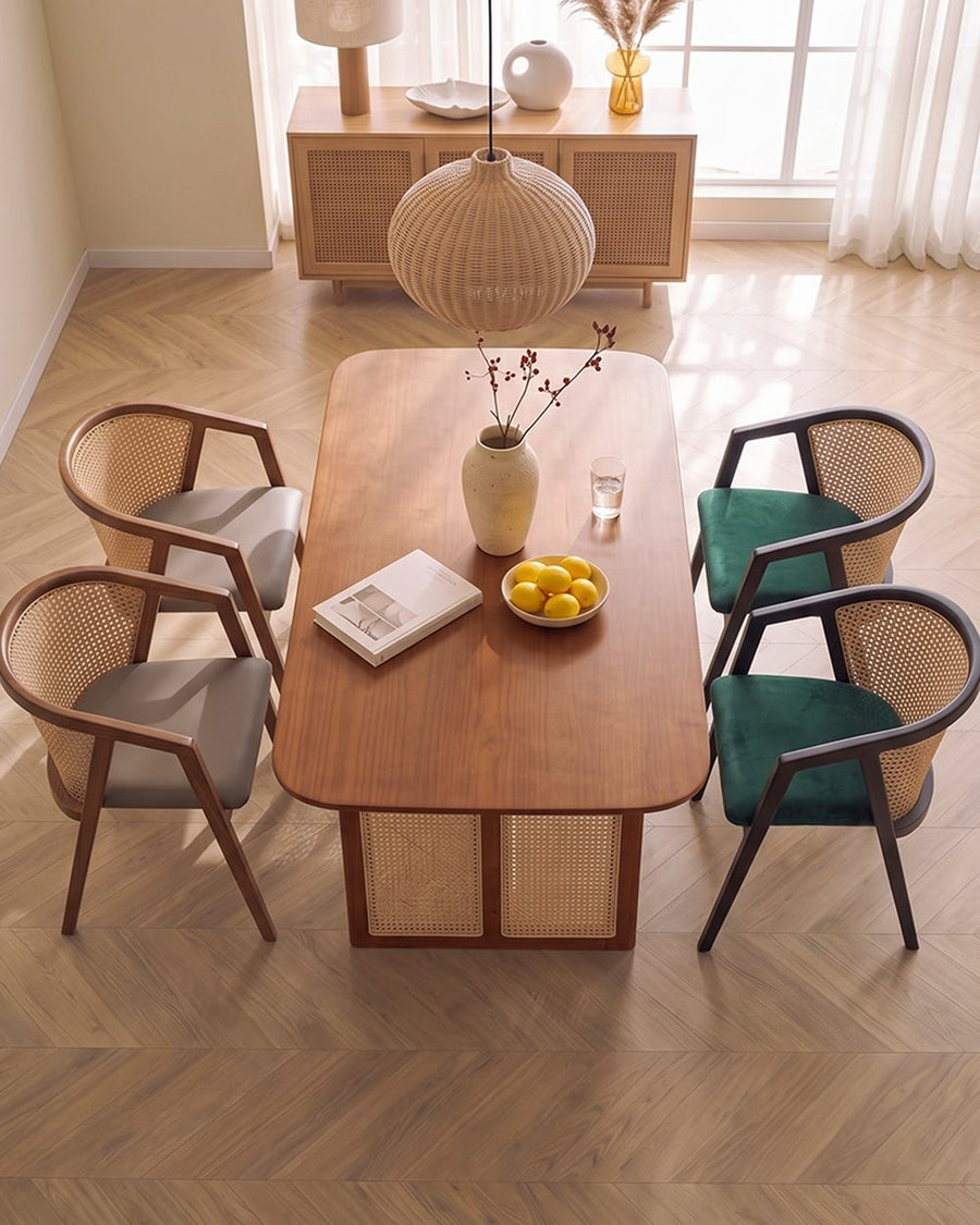 Waldron Rattan Dining Table Set, Solid Wood & Rattan 产品图 14