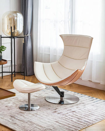 Russell Lobster Chair, With Ottoman, Walnut Texture, Armchair