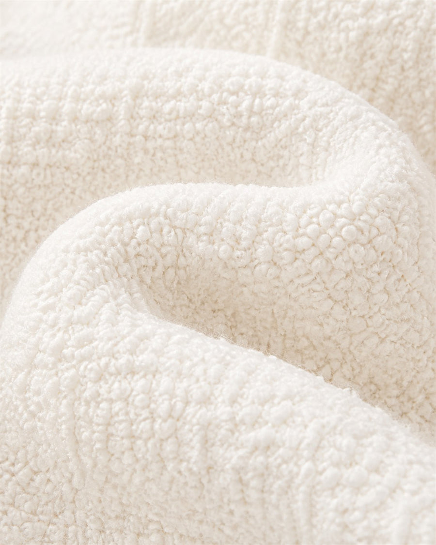 Deirdre white boucle material swatch