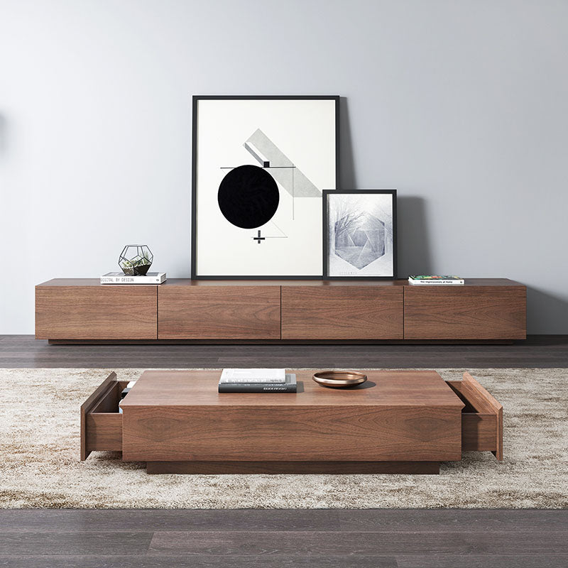 Lavone Coffee Table With TV Stand Set lifestyle view with minimal tv stand