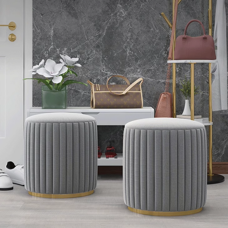 Tandy Stool, Grey Velvet - modern furniture UK