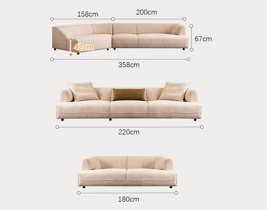 Hoshi Two Seater, Three Seater, Curved Sofa, Linen product image 9