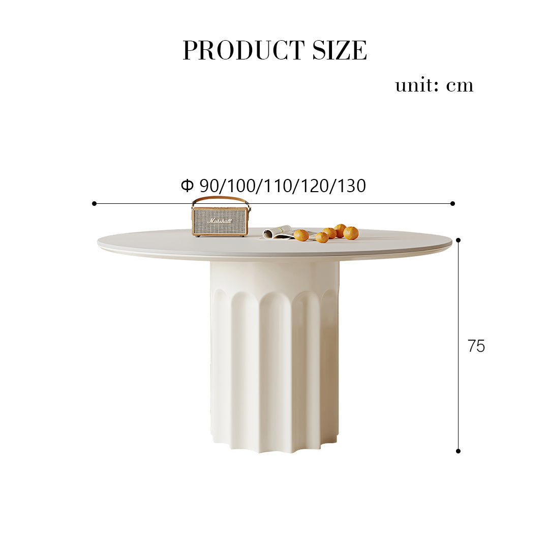 Heman Round Dining Table, White & Cream