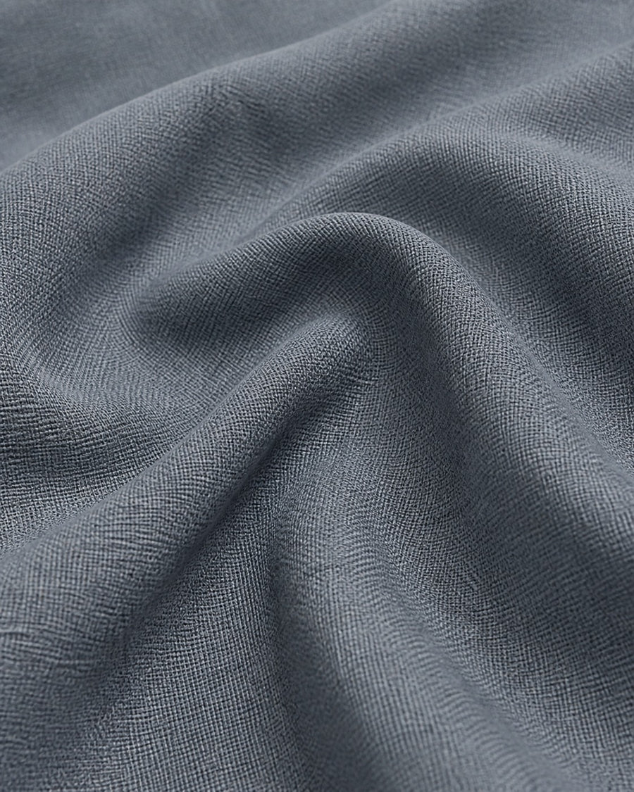 Fido blue grey linen upholstery fabric close up