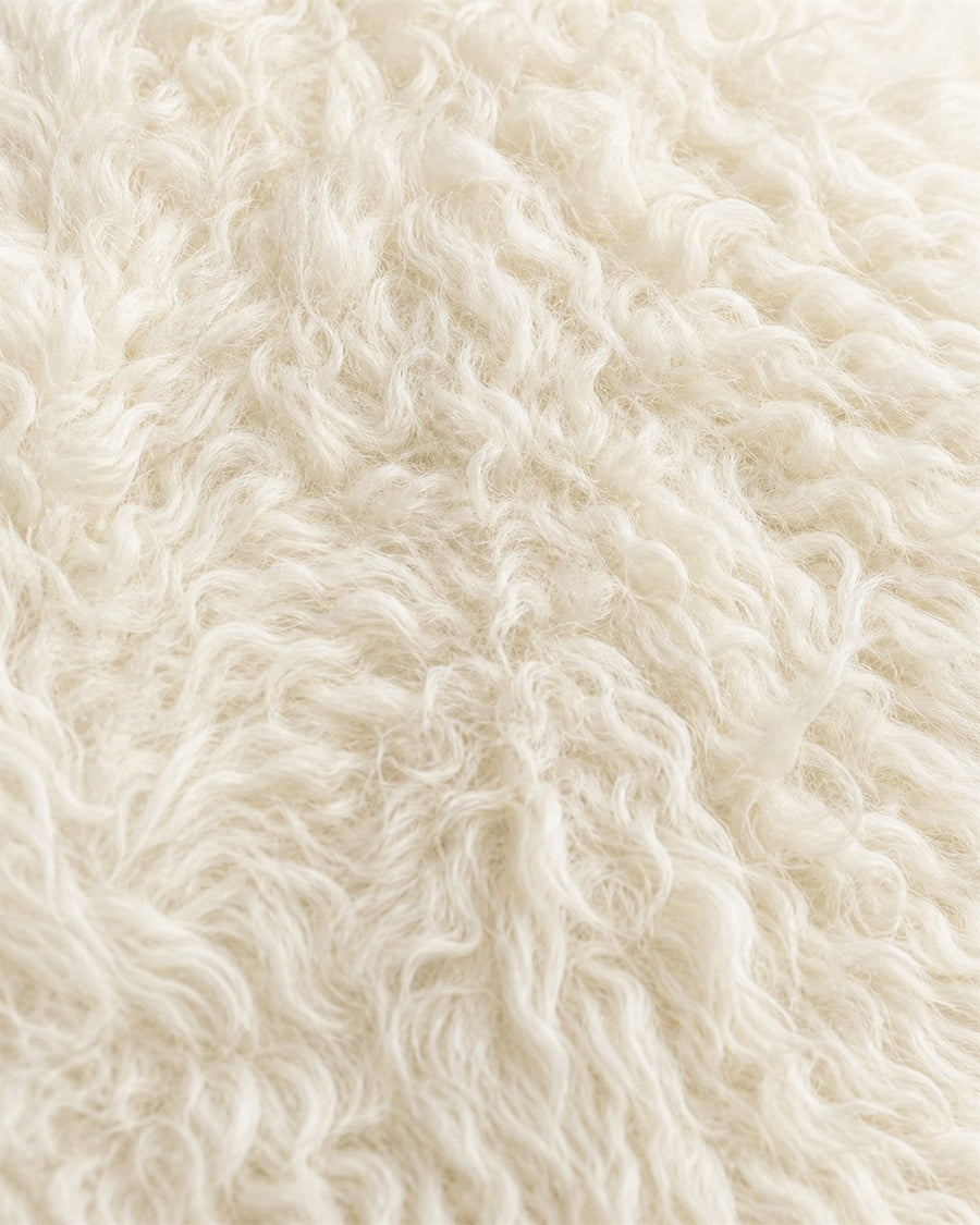 Fitz off white long hair wool material swatch