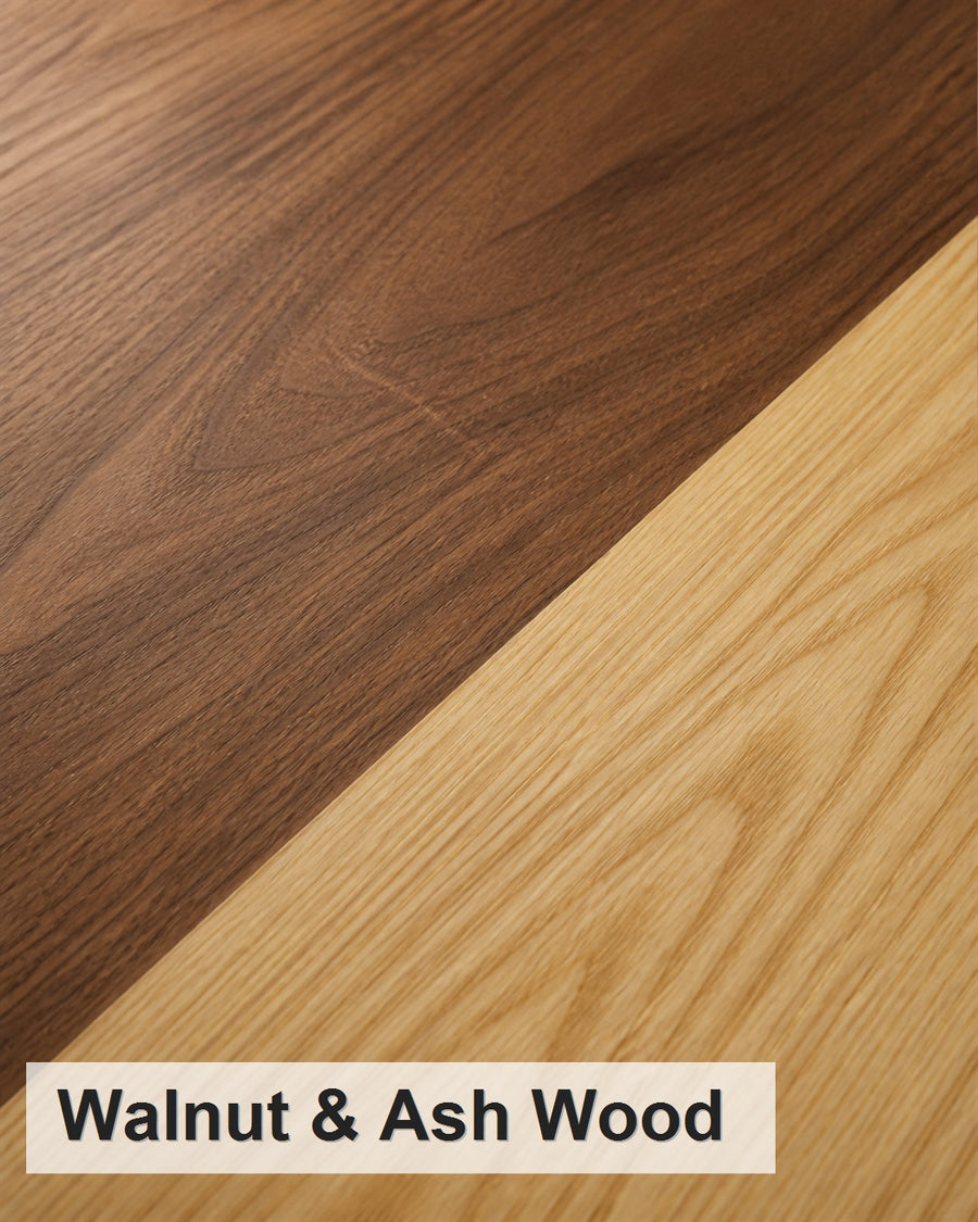 Walnut and Ash Wood material close-up