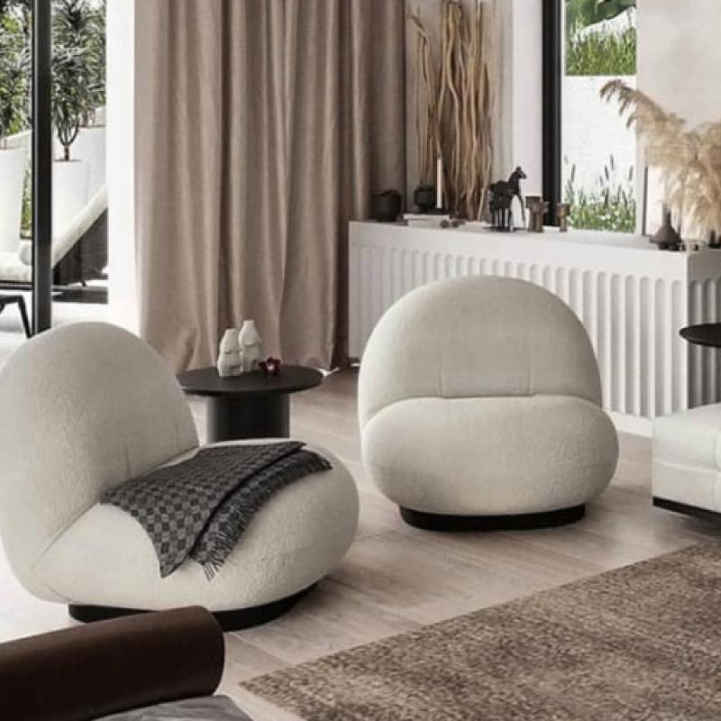Gubi Pacha Chair, Accent Chair, Boucle With Gold Base - Rit Concept
