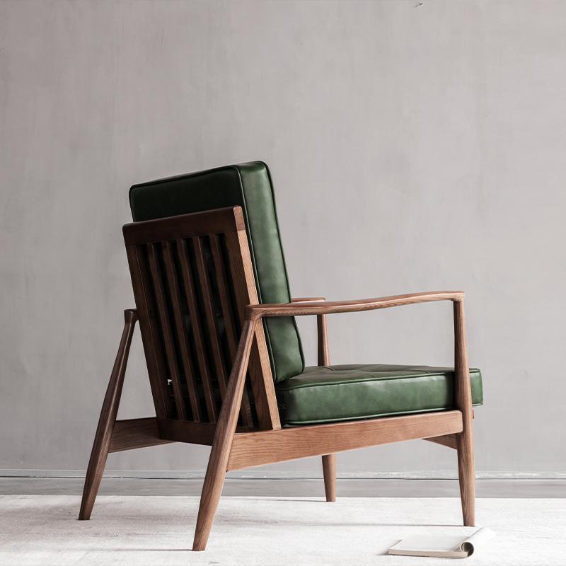 Harry CH23 Green Armchair, Wood styled for wooden accent chair