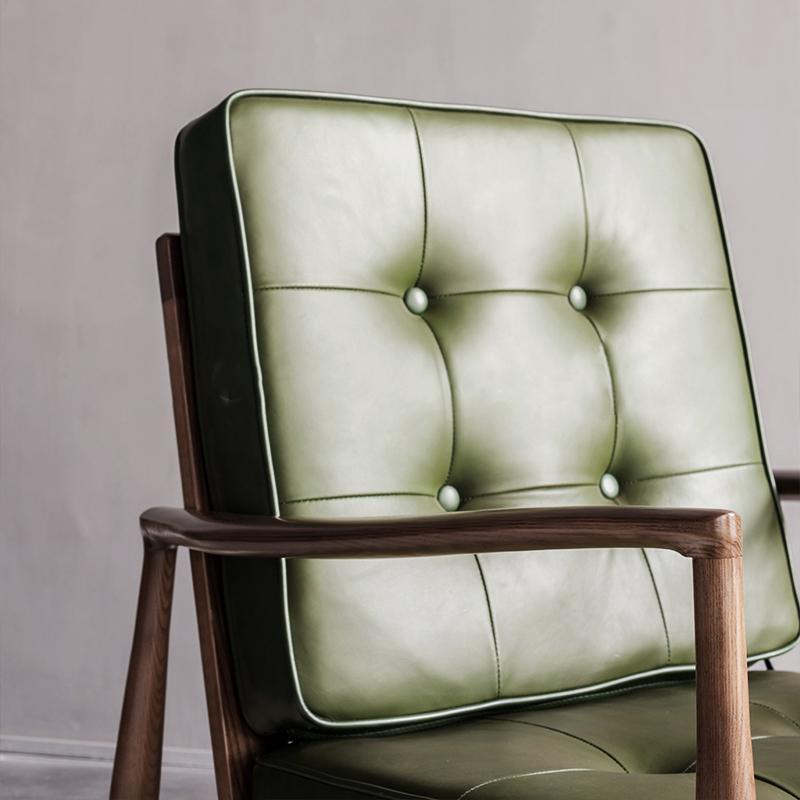 Harry CH23 Green Armchair, Wood detail view for for living room