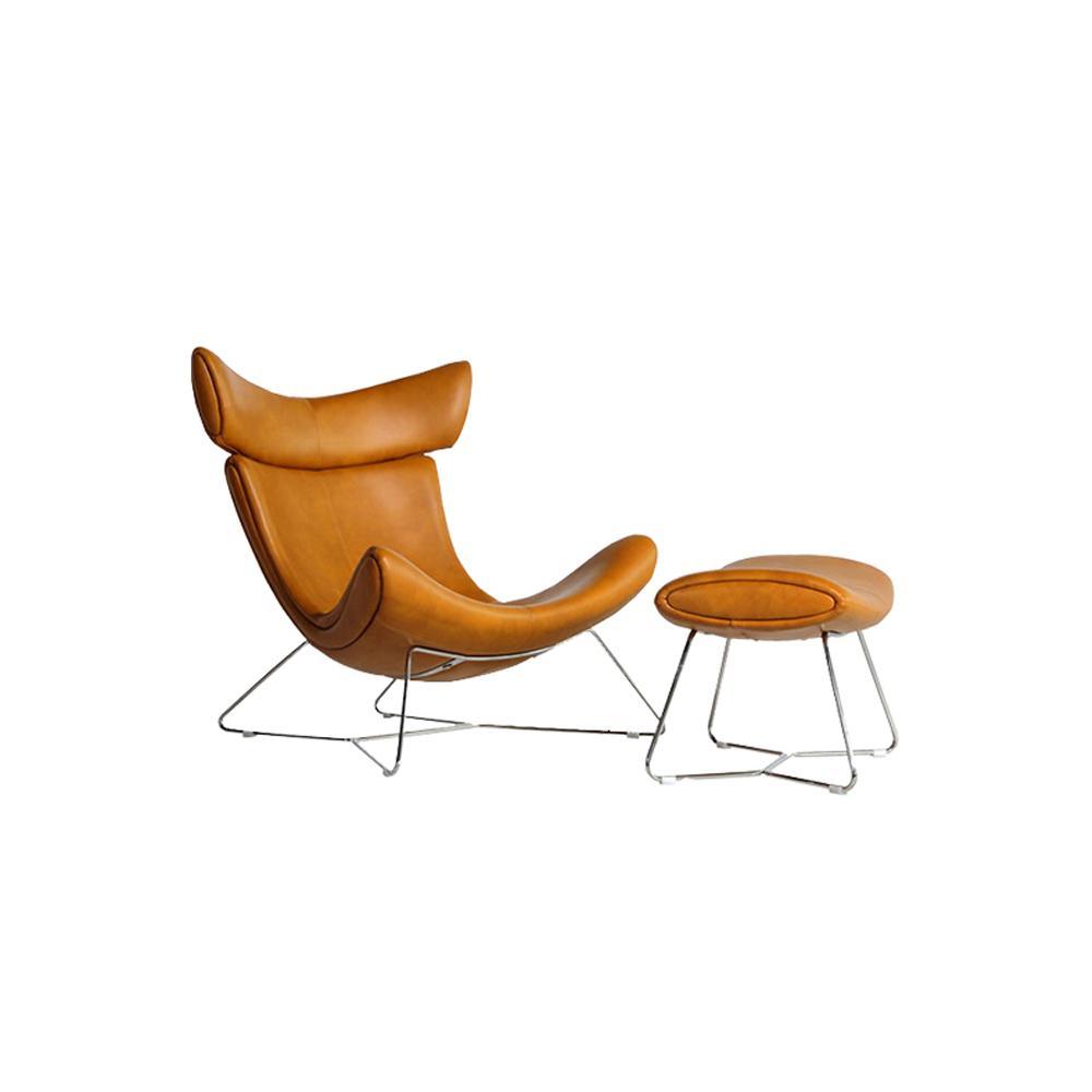 Imola Chair And Ottoman, Brown with Frame Base Rit Concept