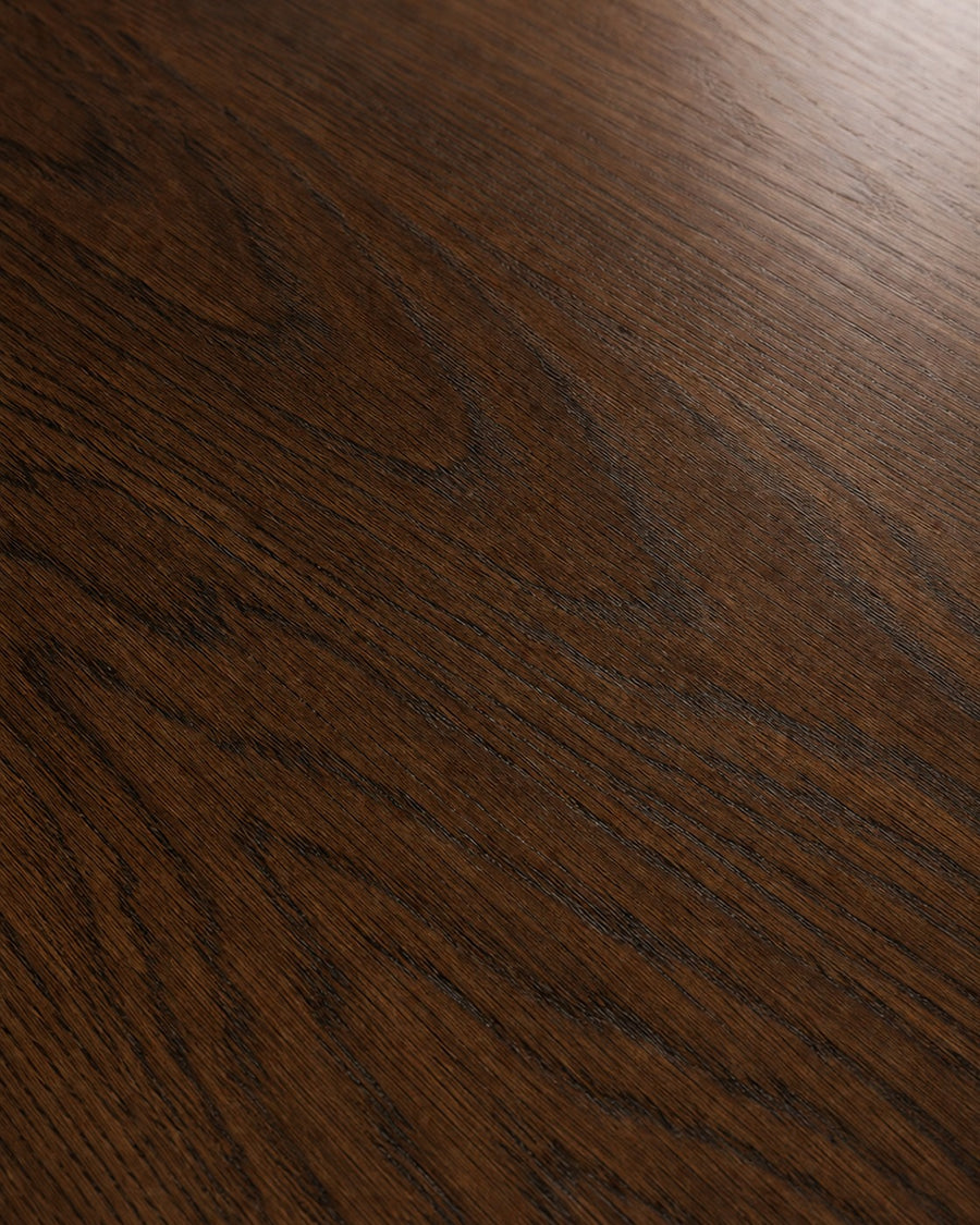 Ivar dark oak wood tabletop material close-up