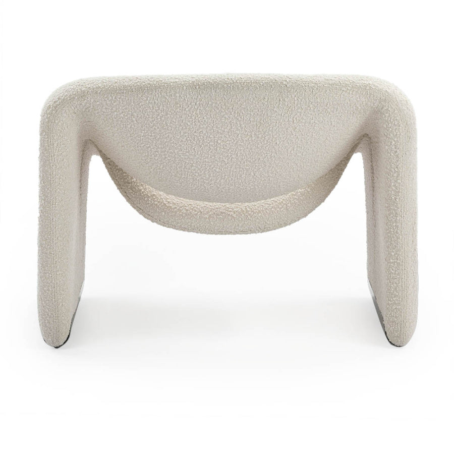 Onda Armchair, White Boucle detail view for accent chair UK