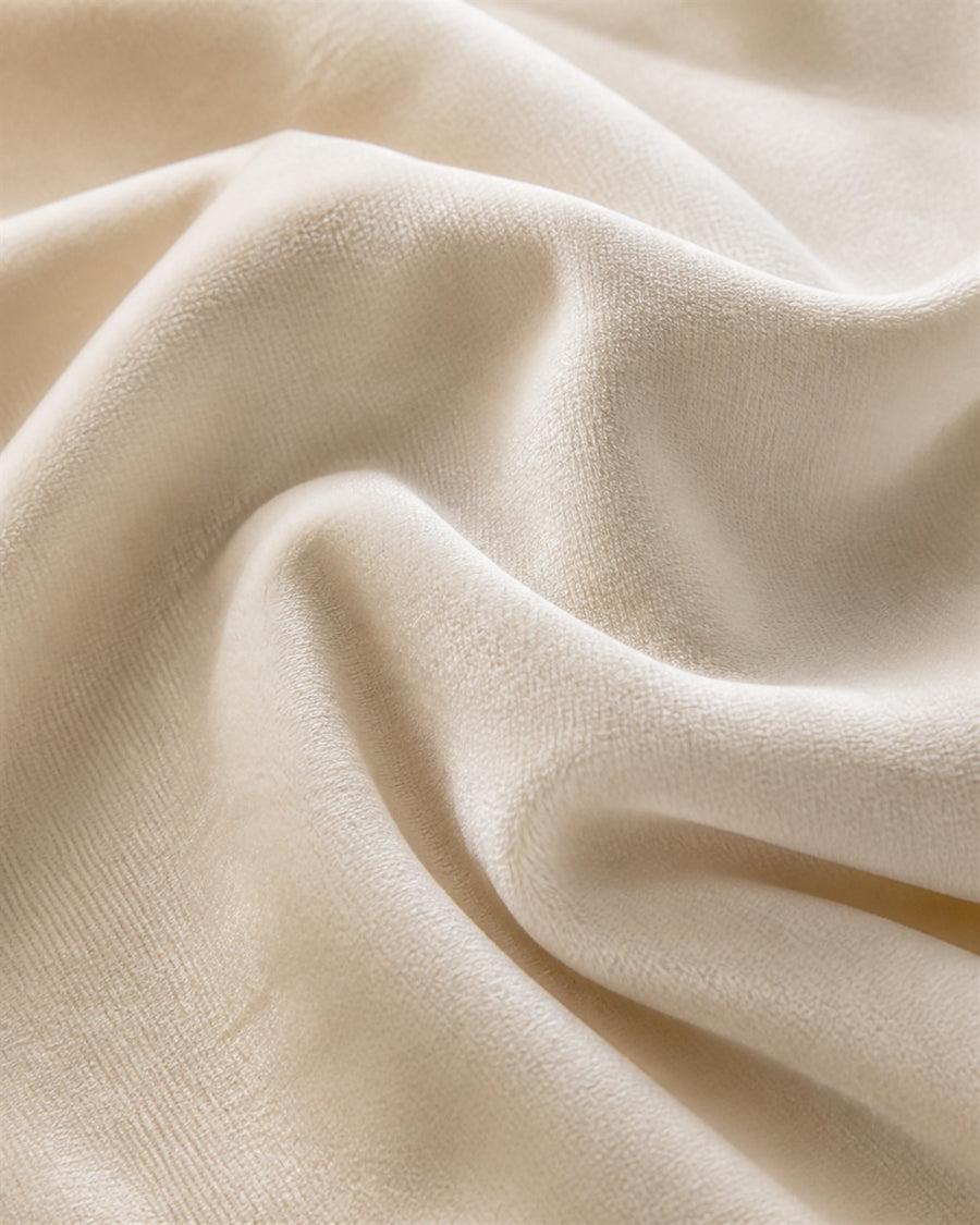Cream velvet material close-up