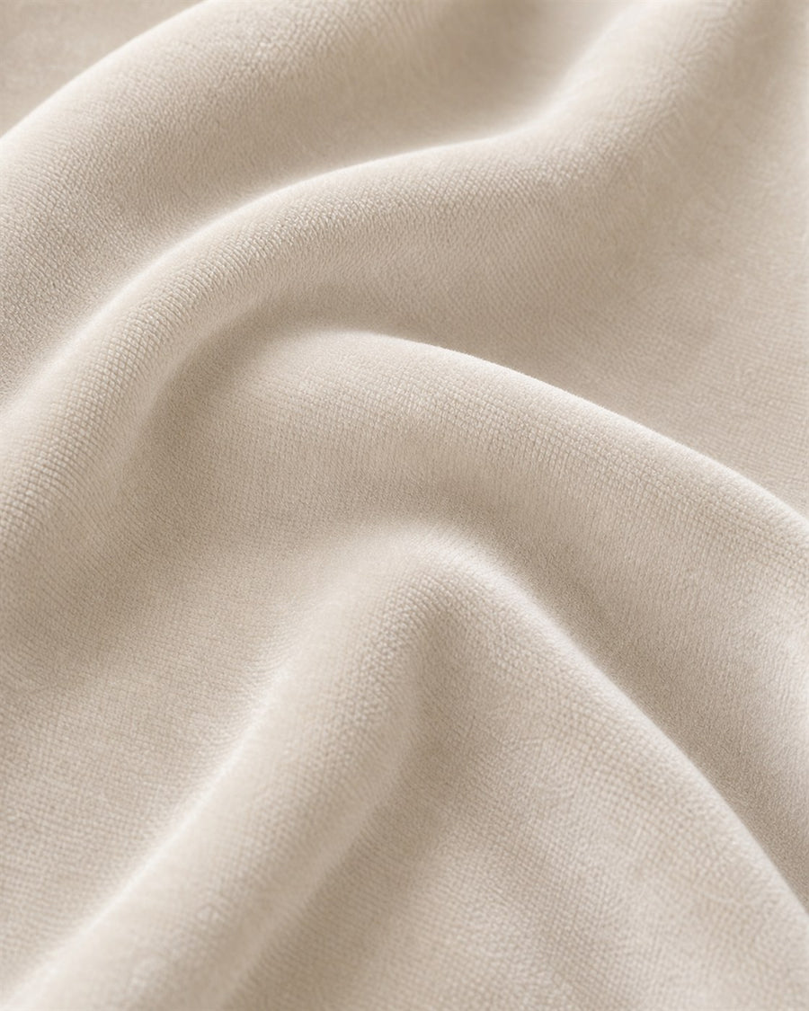Kemble light beige velvet material swatch