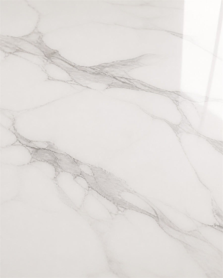 Madge Margaret white grey sintered stone tabletop material close-up