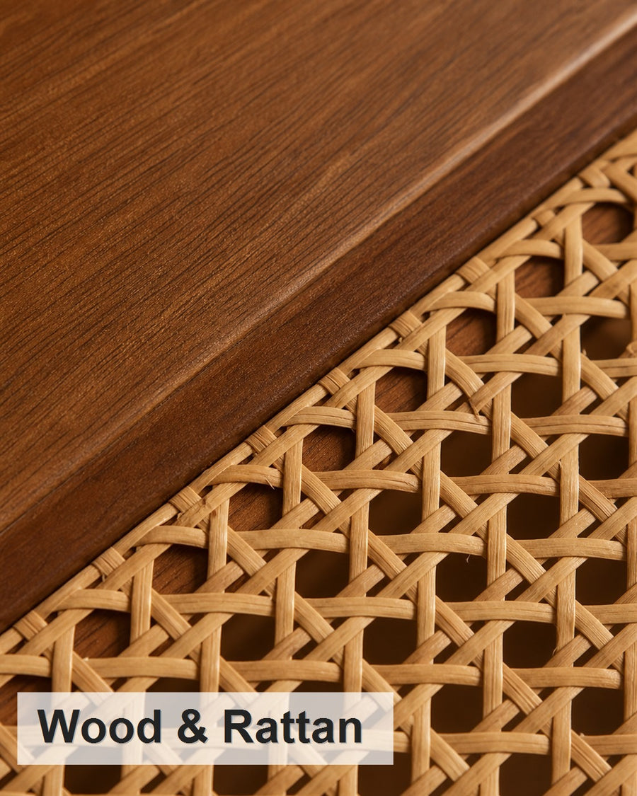 Wood and Rattan material close-up