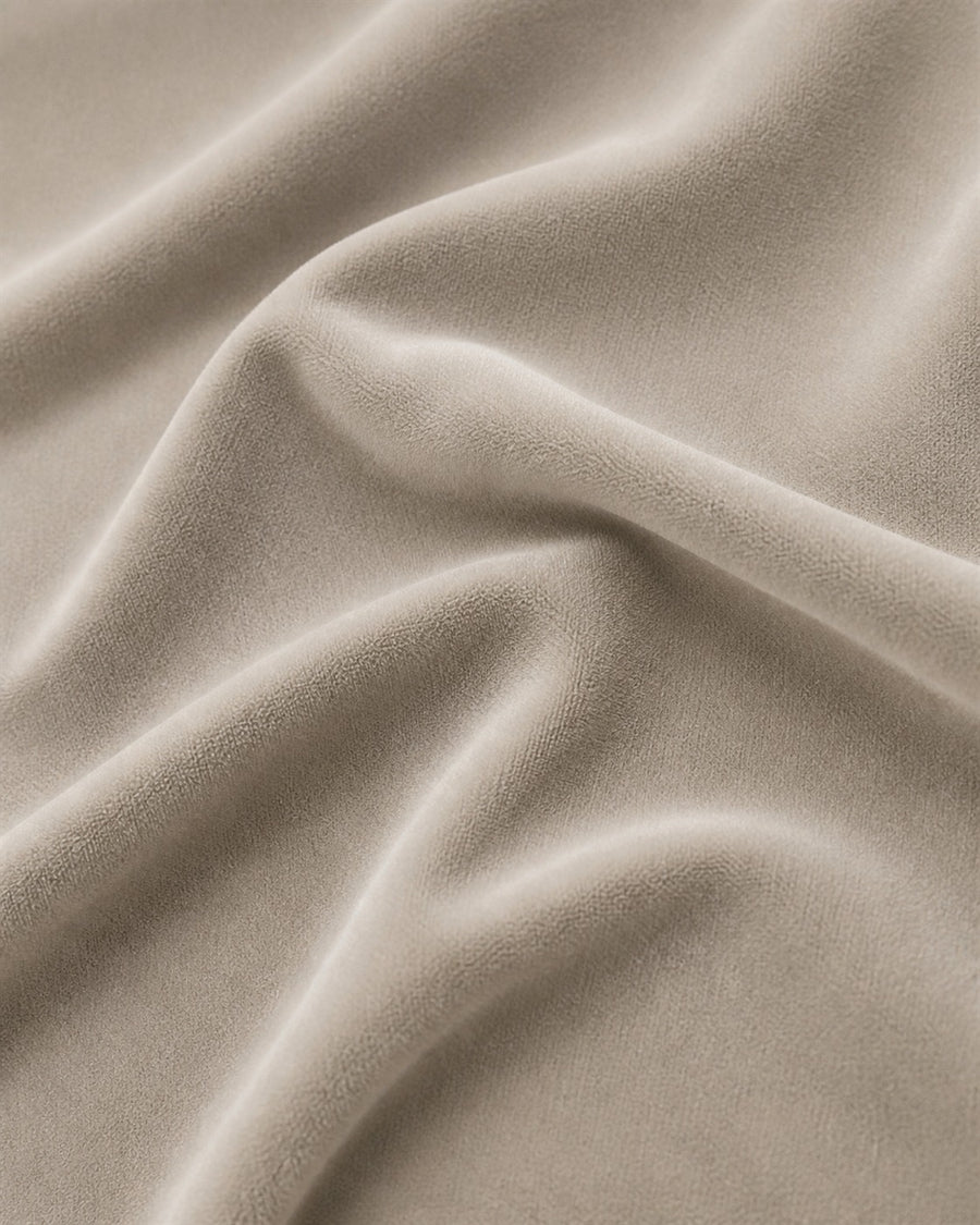 Matsuoka greige velvet upholstery fabric close up