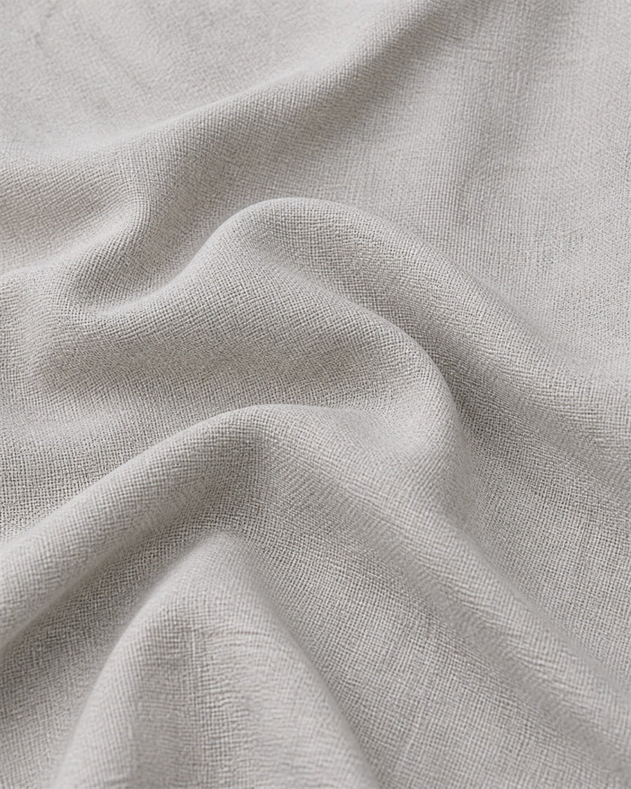 Nora light grey linen upholstery fabric close up