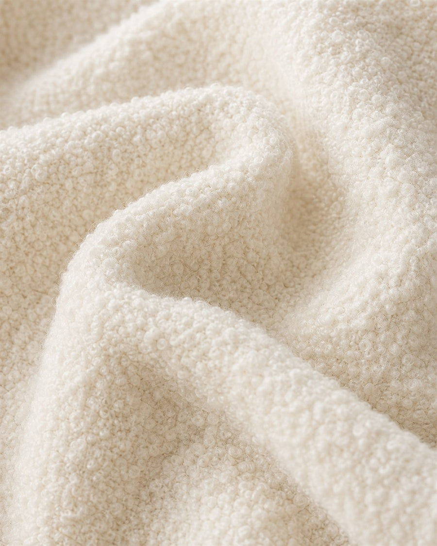 Pumpkin white boucle material swatch