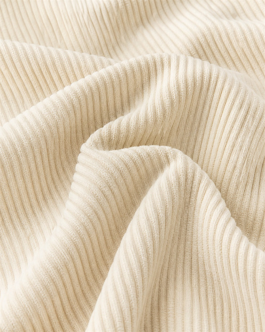 Ranjan ivory corduroy fabric close-up
