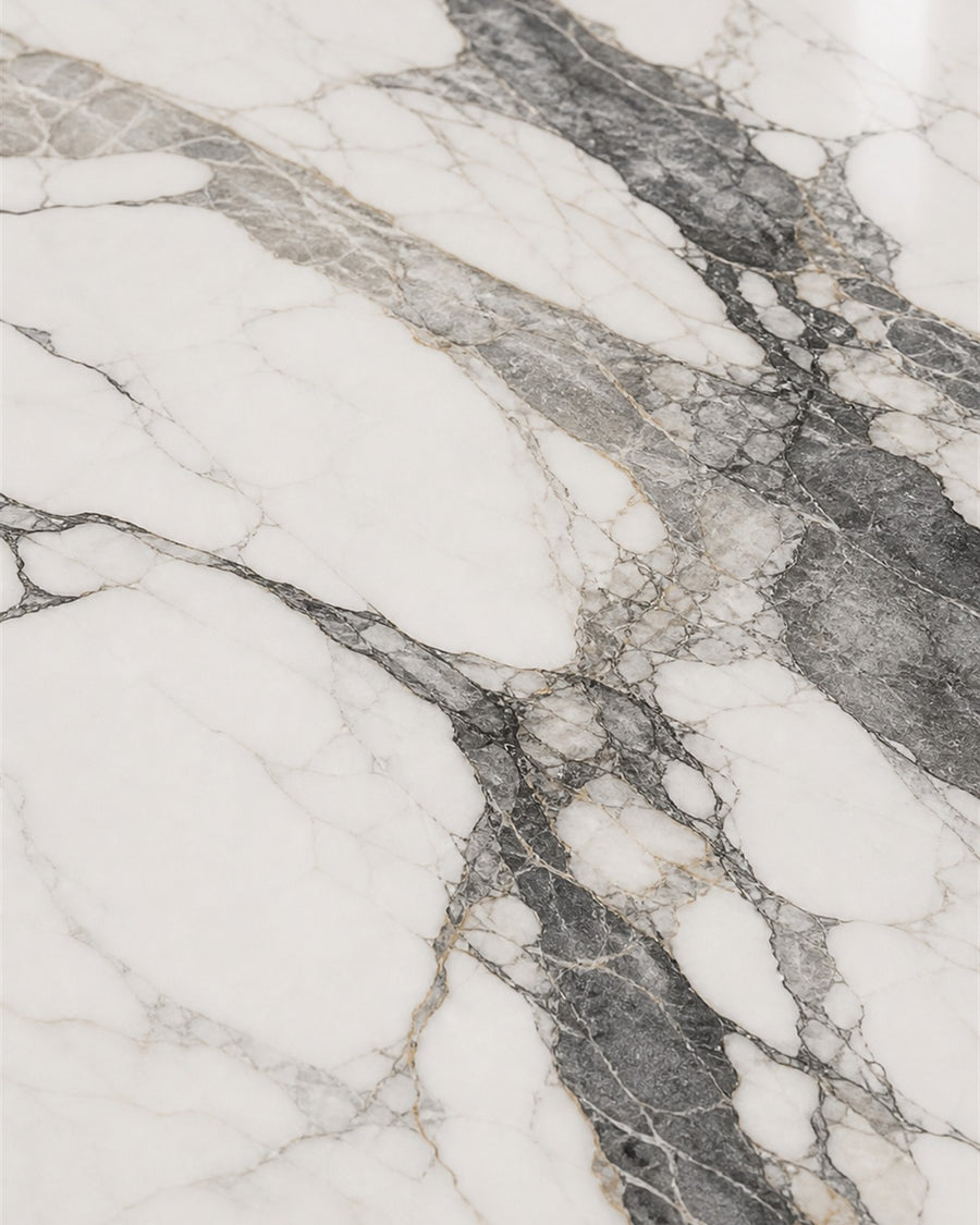Rupert dramatic marble sintered stone tabletop material close-up