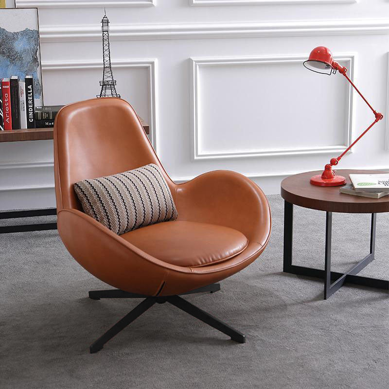 Classical Snail Armchair, Brown Leather styled for accent chair